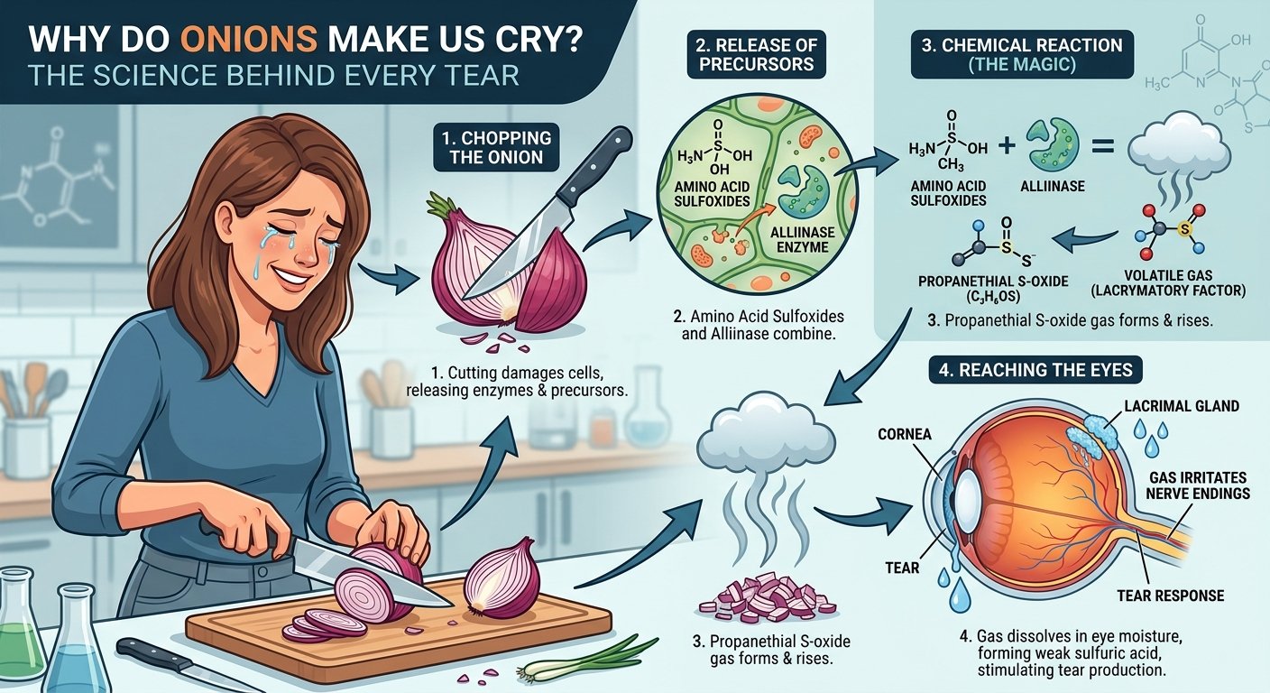 Onion cells: Onions are made up of tiny cells that contain different chemicals.
